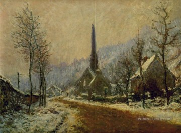 Église à Jeufosse Neige Météo Claude Monet Peinture à l'huile